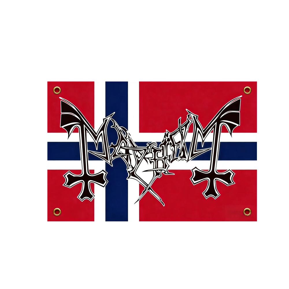 Crossfit Mayhem - Mayhem Black Metal Band Wandteppich Norwegen-Flagge