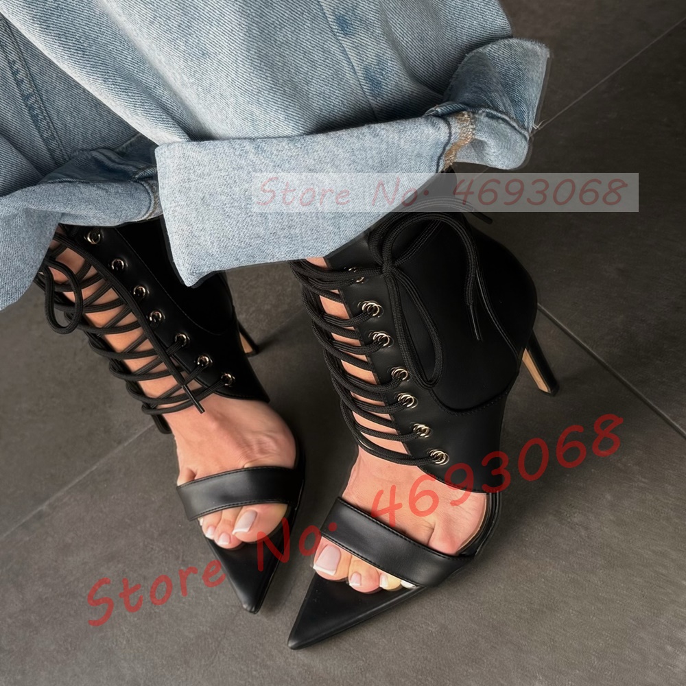 Crossfit Ladies - Sexy spitze Zehensandalen mit Kreuzriemen und