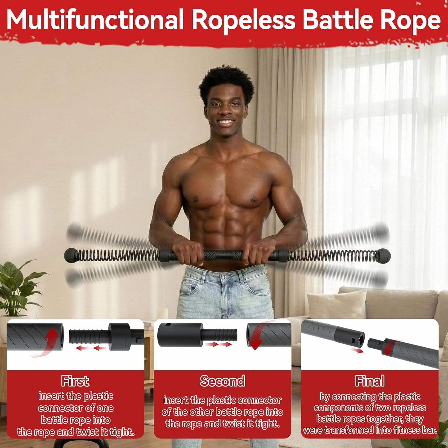 Crossfit Gym Gear - 2-in-1 Verbessertes kabelloses Battle Rope Power